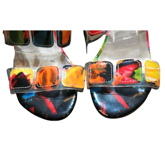 Fashion Nova vibrant multicolor square embellished chunky heeled mules 40 US 10 - Picture 3 of 11